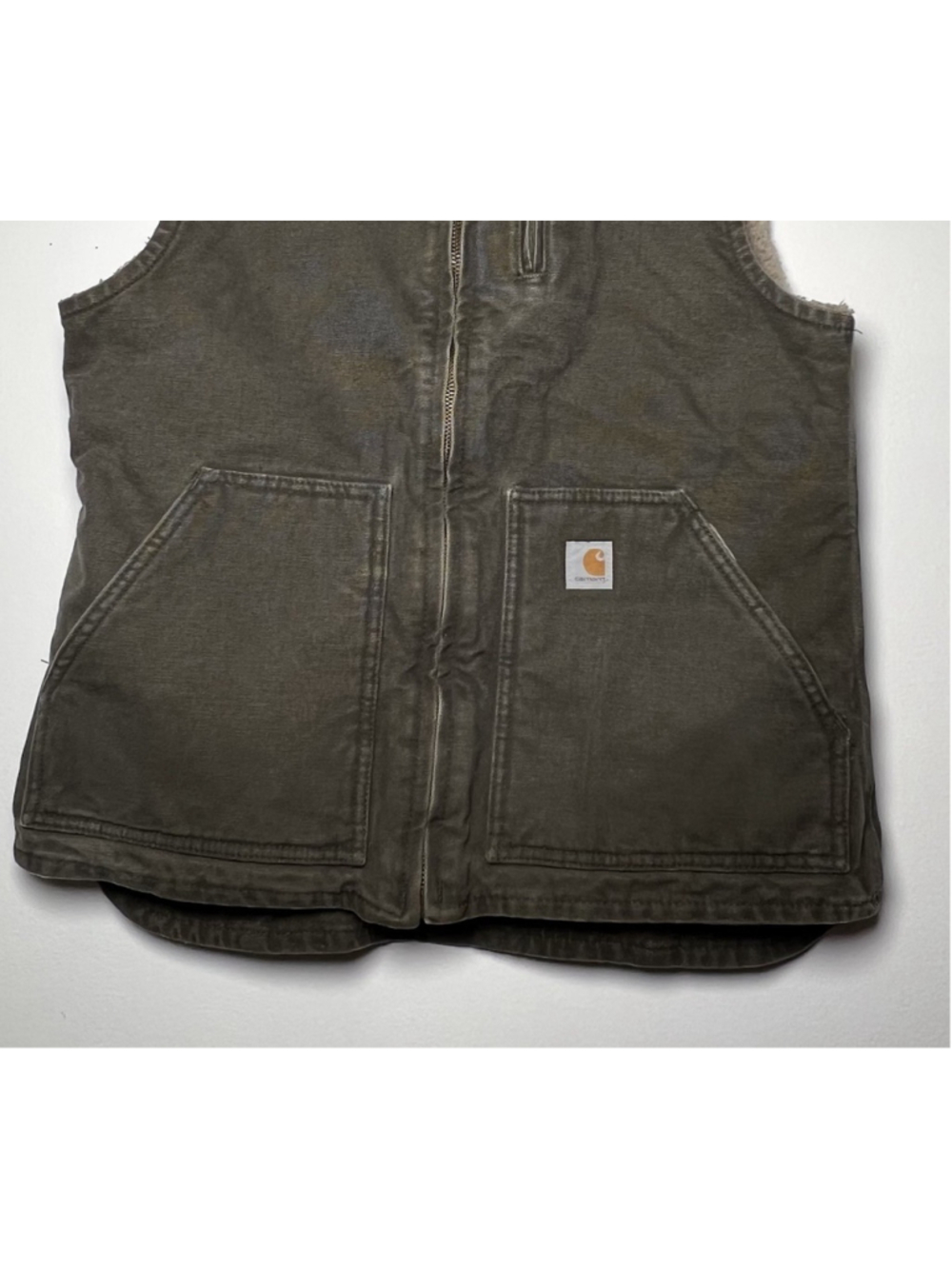 Carhartt Sherpa Lined Utility Workwear Vest Women’s Medium 8 - 10 Full Zip Gray - Picture 3 of 7